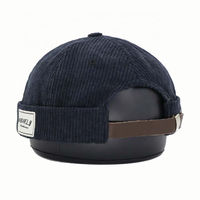 Gorra de béisbol con logotipo de etiqueta tejida sin ala, sombrero Docker de algodón de pana negra, gorras Sin borde personalizables, sombreros para hombres