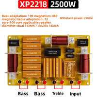 XP2218 Crossover Network 2 Way Copper Speaker High/2Low Dual 15-18inch 1500W untuk Speaker Audio Jaringan 2 Way Pembagi Frekuensi