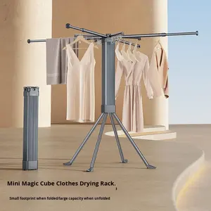 Floor-standing <strong>Mini</strong> Cube Little Octopus No Installation Required Open Use Carbon Steel Folding Clothes Rack - Product Image 2