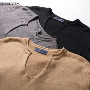 Custom Men Solid Color Winter Knit <strong>Cricket</strong> Sweater V Neck 100% Cotton Pullover <strong>Jumper</strong> for Men - Product Image 2