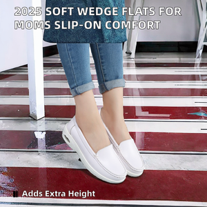 Chaussures plates compensées 2025 pour femmes enceintes, semelle souple, style coréen, à enfiler, coussin d'air, infirmière, caoutchouc, hauteur - Product Image 2