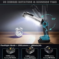 Lampe torche pour batterie Mak Tas 18V 25W 2000LM, projecteur portable à main, lampe de camping avec crochet pour garage, camping, urgences