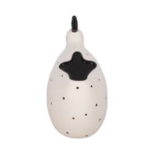 Statuetta di pollo in ceramica con macchie nere e ali per decorare la casa o l'ufficio - Product Image 4