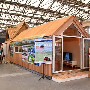 DIY Fast Assembly 2 Bedroom Prefab Portable Log Cabins Coffee Shop