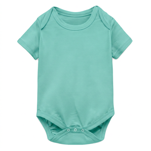 Romper Bayi Pendek Lengan Pendek untuk Bayi Baru Lahir, Rajutan Katun, Kancing Tekan, ODM, Unisex, Lembut, Lucu, Jumpsuit Musim Panas - Product Image 2