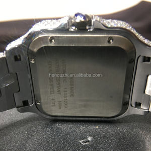 Reloj de movimiento automático de moissanita de acero inoxidable 316L D VVS estilo Hip Hop caja rectangular esfera analógica probador de diamantes aprobado - Product Image 2