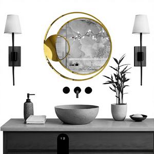 งานศิลปะตกแต่งผนังแบบวงกลมสามวง ดีไซน์โดดเด่นสะดุดตา ป้องกันฝ้า เป็นมิตรกับสิ่งแวดล้อม เหมาะสำหรับตกแต่งห้องน้ำหรือห้องใดๆ - Product Image 1