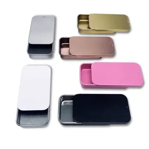 Hot Sales Color Small Slide Top Rectangle Metal Tin Box For Mint Candy Pill Packaging