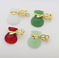 Breloques porte-bonheur en forme de sac d'argent, plaqué or 18 carats, avec signe dollar et pendentif en pierre naturelle pour la fabrication de bijoux DIY (bracelets, colliers)