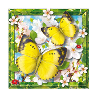 Peinture au diamant 5D personnalisée sur toile, motif papillon et fleur, art moderne