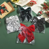 Nœuds de Noël suspendus surdimensionnés en polyester modernes - Nœuds en velours rouge et tweed à carreaux pour décoration d'arbre, de porte ou de cadeau (Vente en gros)