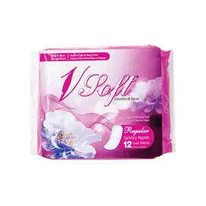 Malaysia Preferred Wholesales Supplier Vsoft Sanitary Napkin Soft & Comfortable Round Ends Ideal for Light and Heavy Flow