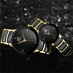 Montre à <span class=keywords><strong>quartz</strong></span> tendance pour couple, bracelet simple en acier inoxydable, cadran à aiguilles incrusté de diamants, grand modèle - Product Image 6