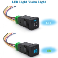 Sakelar Tombol Tekan Lampu Kabut 12V dengan Indikator LED, Kabel Sambungan 4P, Sakelar Tekan Lampu Kabut Mobil On/Off untuk Toyota Camry Corolla