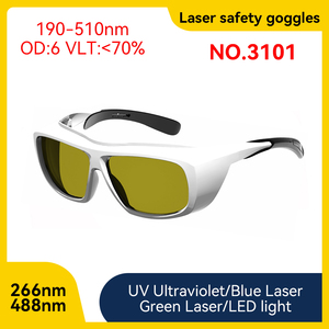 Gafas de protección láser certificadas 190-510nm OD6 450nm Anti luz azul para máquina de diodo láser Gafas DE SEGURIDAD láser Lentes - Product Image 2