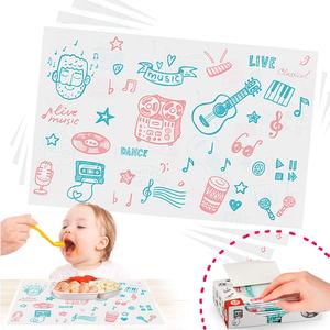 Multi colores música diseño súper desechables mantel para bebé o niño libre de BPA 4 cara de palo de calidad alimentaria estera de tabla - Product Image 1