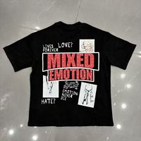 Les fournisseurs populaires expédient le dernier t-shirt décontracté à manches courtes surdimensionné imprimé avec strass MIXED EMOTION, tendance estivale.