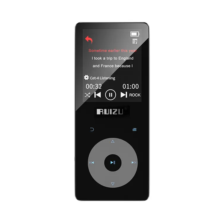 Ruizu X02B odm/oem ทำให้ USB HD สัมผัสเต็มรูปแบบ8GB 16GB วิดีโอ Mp4ถูกที่สุดพร้อมเมมโมรี่การ์ดขยายได้ Mp3เครื่องเล่นเพลง