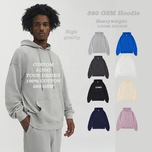 Felpe con cappuccio da uomo 100% in cotone pesante felpe 380 GSM pesante di colore grigio spugna ampio LOGO personalizzabile <span class=keywords><strong>stampa</strong></span> il tuo disegno - Product Image 1