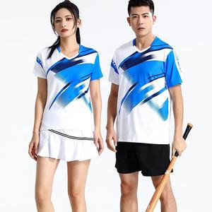 Logo kustom Jersey tenis dan pakaian Tenis Meja Badminton pendek seragam tim tenis pria pakaian olahraga nyaman - Product Image 2