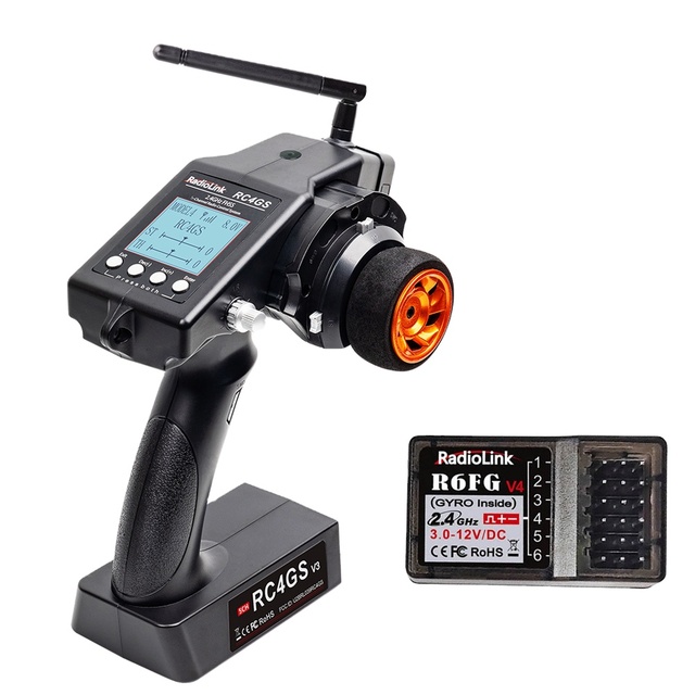 Radiolink RC4GS V3(V2 Upgrade) 5 Channels RC Radio Transmitter and Receiver R6FG Gyro Integrated Remote Control for RC Car Boat
