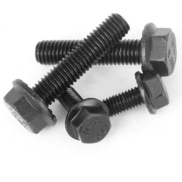 High Tensile Strength Good Quality DIN 6921 ISO 4162 10.9 12.9 M4-M100 Black Oxide Hex Flange Bolt Zinc Plated PTFE HDG Bolt