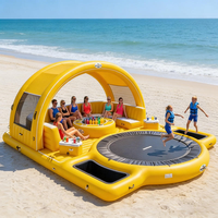 Canapé gonflable en PVC portable pour fêtes aquatiques, pont flottant pour piscine et parc, avec trampolines intégrées pour la détente