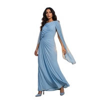 En stock Nouvelle robe longue décontractée d'été style chic français à manches chauve-souris, taille ajustée, unie, respirante, en tissu non tissé