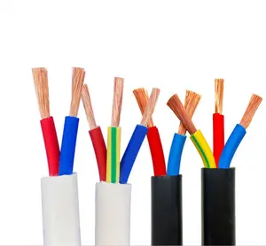 Cable Conductor de alambre de cobre cubierto, Cable eléctrico RVV, Flexible y cubierto, negro, aislado de PVC, trenzado, 0,7mm
