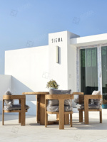 Esszimmer-Set Runder Tisch und Stühle Gartenmöbel Terrassen-Garten-Barhocker Esszimmermöbel Stuhl Essgruppe 4-teilig