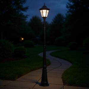 Lámpara Solar de Jardín de Estilo Vintage de 94.5 Pulgadas, Lámpara LED para Camino Exterior, IP65, Aleación de Aluminio, Pantalla de Vidrio, 2700K, Blanco Cálido - Product Image 2