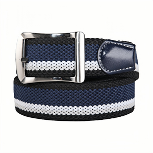 Ceintures tressées élastiques multicolores personnalisées en tissu extensible à boucle ardillon pour hommes et femmes - Product Image 2