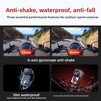 Pour caméra sportive, modèle phare à double écran, stabilisation d'image 6 axes, ultra-clarté 4K, étanche IPX6, zoom optique 8x