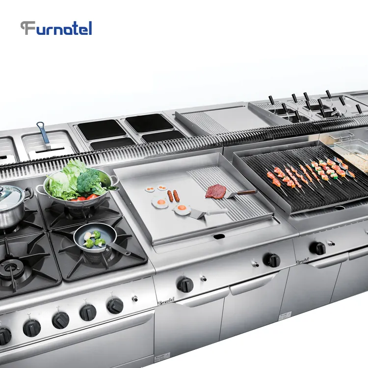 Газовая/электрическая плита FURNOTEL серии 900, коммерческое кухонное оборудование из нержавеющей стали