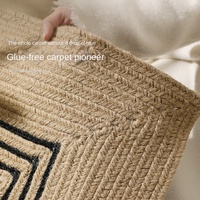 Modernes geometrisches Muster Square Log Jute Umwelt freundlicher Teppich Home 10mm hand gewebte Matte Wohnzimmer Teestube Schlafzimmer Balkon