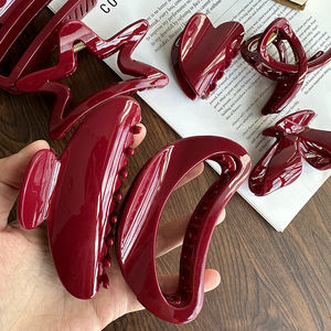 2024 yeni moda toptan ucuz kadınlar için anwomen kırmızı büyük asetat saç pençe seti - Product Image 6