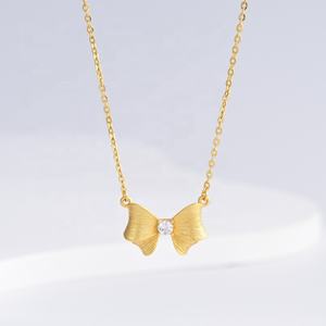 Collar de Plata de Ley 925 al por Mayor, Diseño Único de Verano, Chapado en Oro Vintage, con Lazo Delicado, para Mujer - Product Image 3