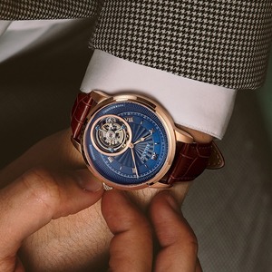 Reloj Mecánico Ailang Tourbillon para Hombre, Correa de Cuero Genuino de 10 mm de Grosor, Cristal de Zafiro, Caja de Aleación, Resistente al Agua 3BAR - Product Image 2
