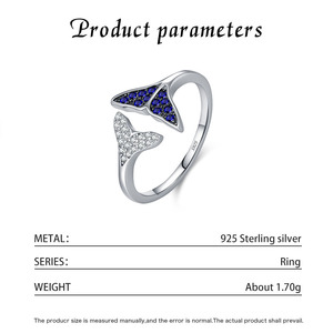 S925 Silver Geometric <b>Ring</b> With Blue And Clear Pave <b>Crystals</b> Trendy Design Unisex Everyday Wear - Product Image 2