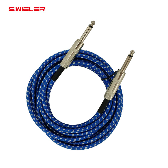 Instrument Cable Electric Guitar Amp Cord Nylon Braided Anti-Kinking Ofc Copper 6.35mm Male to 1/4 in Male Audio Guitar Cable 5m