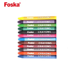 FOSKA ชุดกล่องสีปลอดสารพิษ ดินสอสีวาดภาพเด็ก 12 แพ็ค