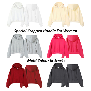 Sweat-shirt à capuche court personnalisé pour femme, coupe ample, manches longues, décontracté, pour l'hiver - Product Image 2