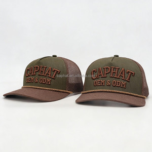 Casquettes de baseball et de camionneur unisexes bicolores imperméables à 5 panneaux avec logo brodé 3D en maille <span class=keywords><strong>camouflage</strong></span> pour la chasse et le sport, personnalisables avec corde, vente en gros - Product Image 3