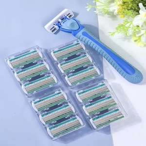 Manual <b>Razor</b> Six Blade Stainless Steel For Men Face Shaving Beard Trimmer Blue Handle - Product Image 1