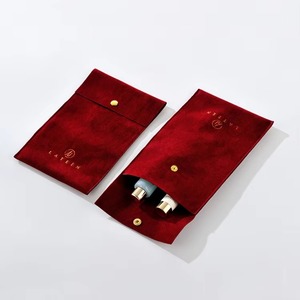 Red Cosmetic Pouch Makeup <b>Bag</b> <b>Make</b> <b>up</b> <b>Bag</b> Luxury Velvet Microfiber Suede Button Pouches for Necklace Jewelry - Product Image 2
