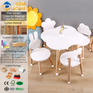 Tavolo e Sedia per Bambini Montessori, <span class=keywords><strong>Set</strong></span> Mobili in Legno a Forma di Animale per Cameretta, Scrivania per Bambine, Tavolo e Sedia per Bambini Piccoli - Product Image 1