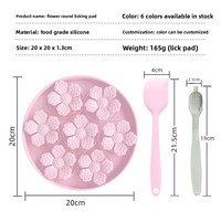 Bol d'alimentation en silicone pour chats et chiens, anti-glouton et anti-stress, avec motif patte de chat et fleur, et plaque à lécher