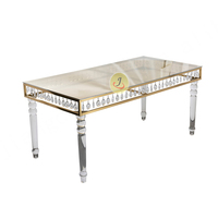 Eleganter Moderner Goldspiegel-Glastisch aus Edelstahl mit Rechteckiger Form und Acrylbeinen für Hochzeiten, Hotels und Veranstaltungen im Freien