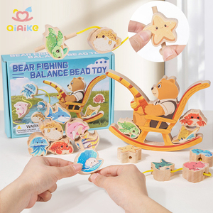 Nuevo Juguete Educativo Montessori de Madera para Bebés, Bloques de Construcción de Madera con Forma de Oso, Juego de Equilibrio con Cuentas, Juguetes de Apilamiento para el Aprendizaje Temprano del Bebé - Product Image 1