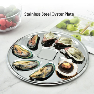 Plat à huîtres en acier inoxydable, plat en forme <span class=keywords><strong>de</strong></span> coquille d'huître, plat <span class=keywords><strong>de</strong></span> service pour huîtres et coquilles Saint-Jacques - Product Image 3